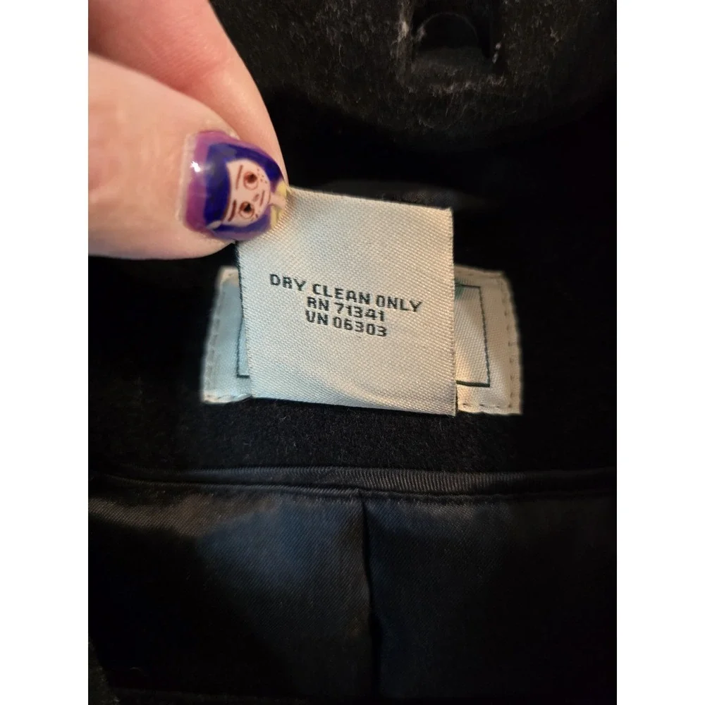 Vintage L.L. Bean 100% Lambswool Women's Black Coat Jacket‎ Size 12.